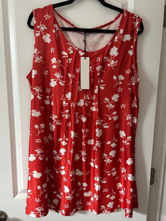 Lily Tops - Lily Red and White Floral Sleeveless Top
